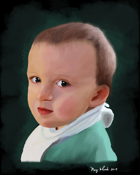 painting of a 15-month-old baby