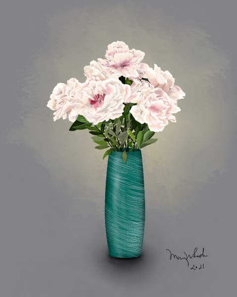 version 2 of white peonies on dark background