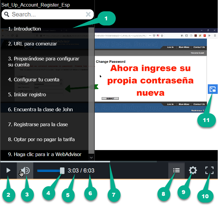 Controles de video en español